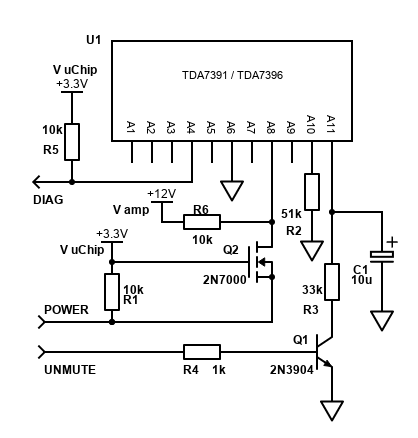 TDA7396 Microprocessor Control Schematic