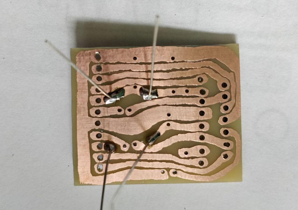 Resistors placed, underside