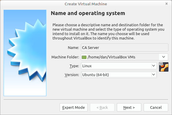 Virtual Box New VM Step 2