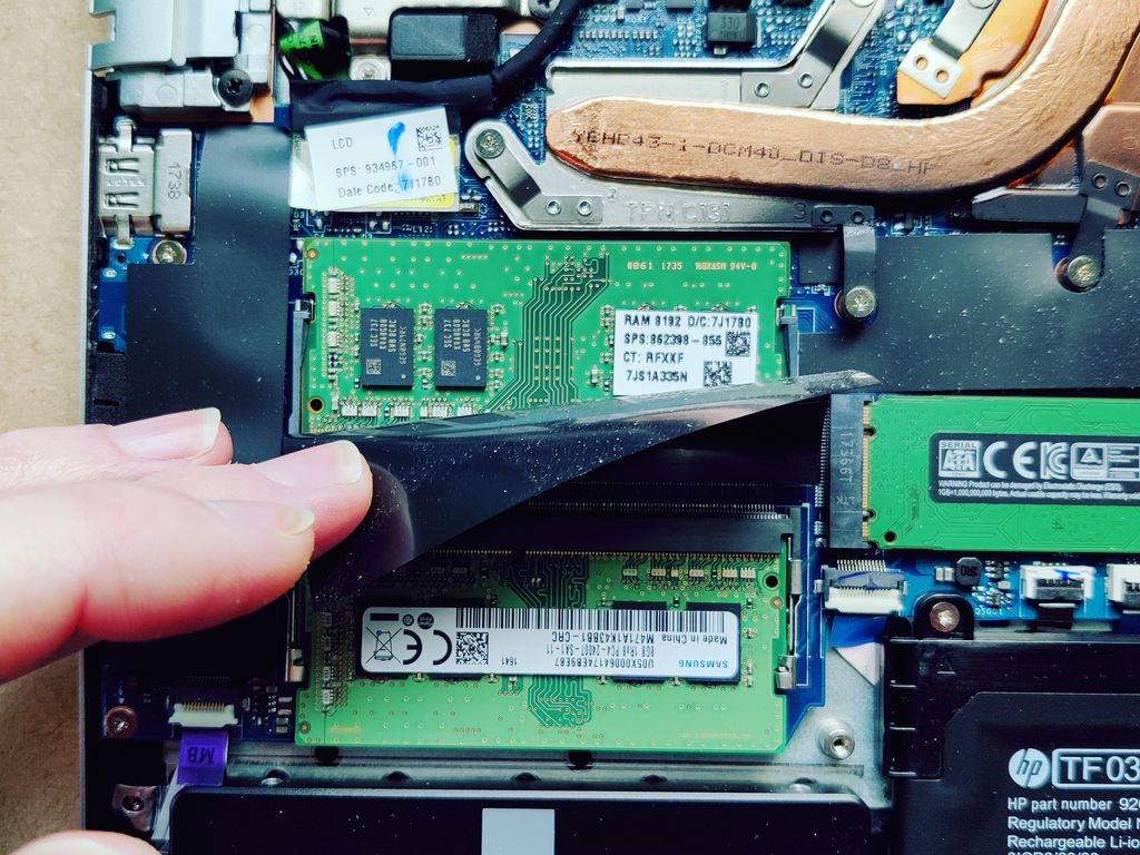 Inside the laptop with the back removed
