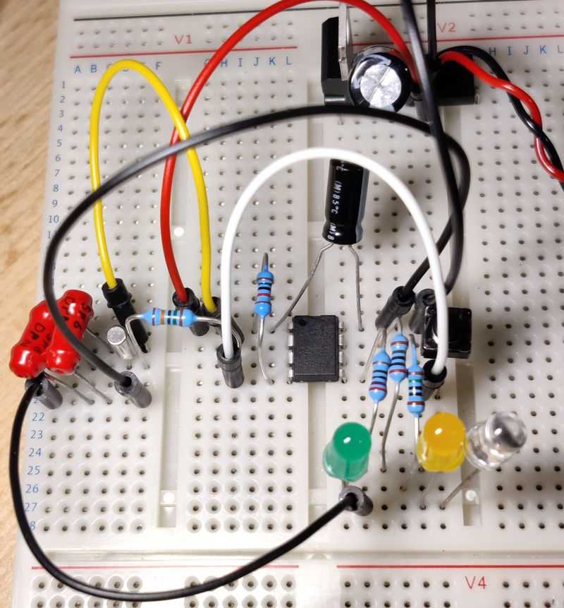 PIC12F675 Crystal driven timer breadboard photo