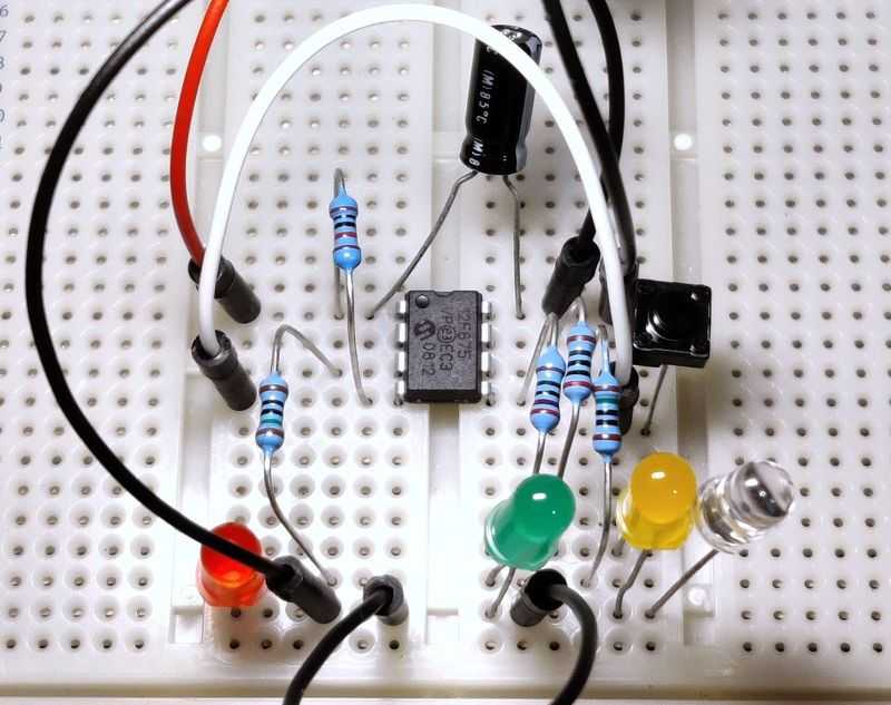 PIC12F675 simple timer breadboard photo