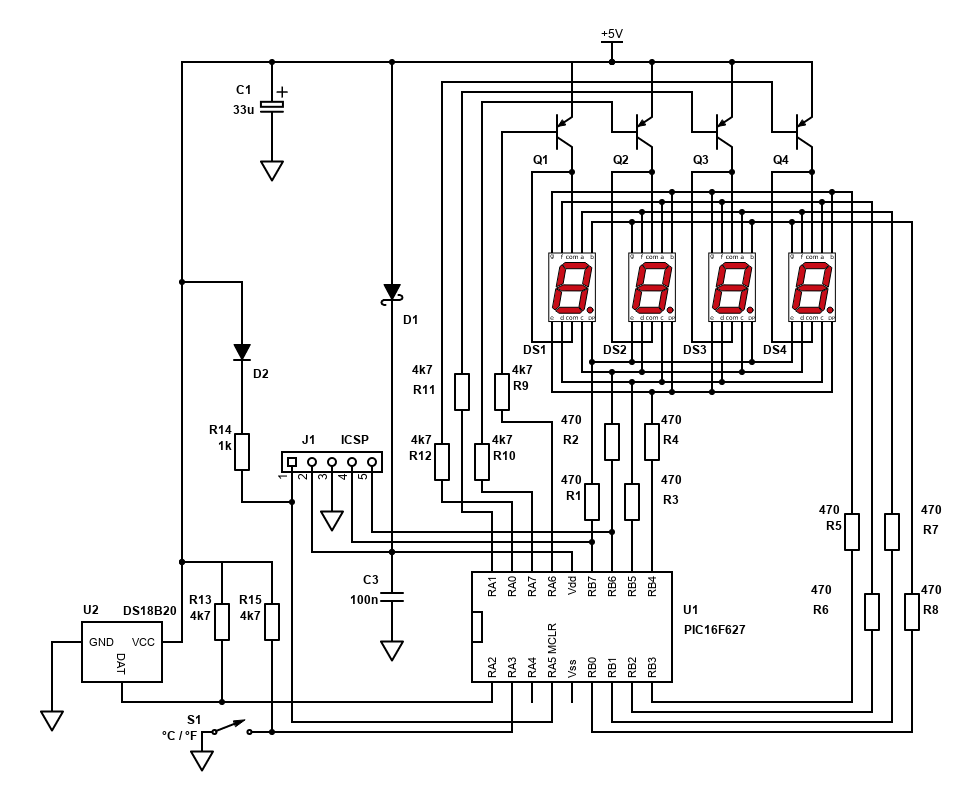 PIC thermometer schematic