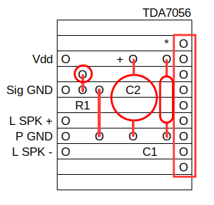 TDA7056 Stripboard layout