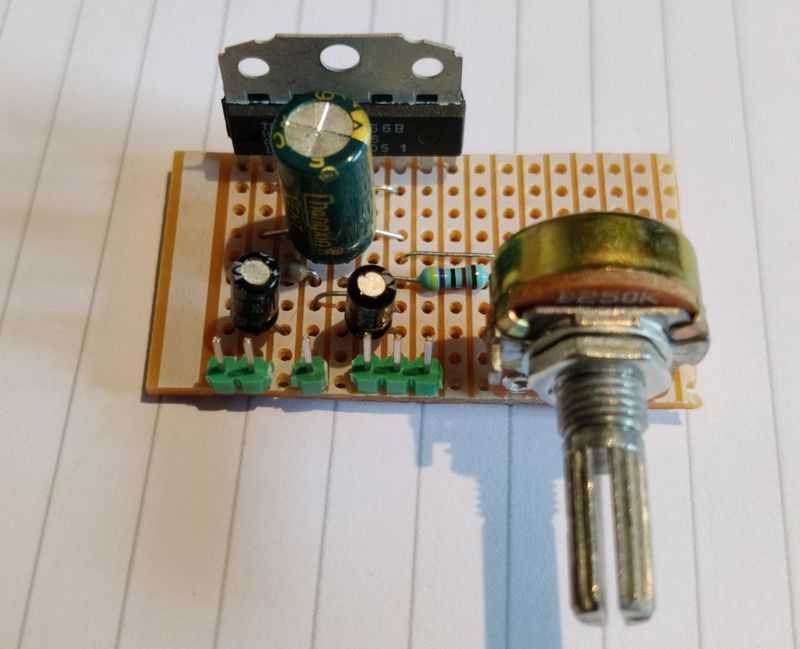 Photo of TDA7056B on Stripboard PCB