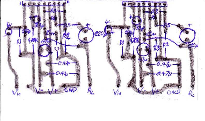 TDA1514 PCB layout original hand-drawn