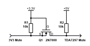 TDA7297 mute pin level shift schematic