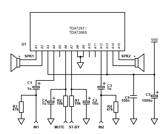 TDA7297 / TDA7266 microprocessor schematic