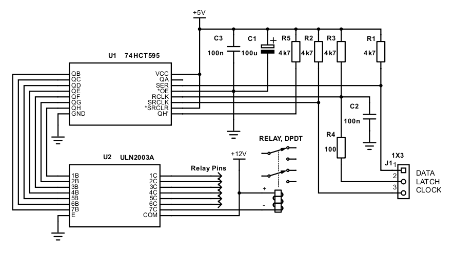 74HCT595 Relay Driver schematic