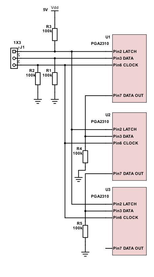 PGA2310 daisy chain schematic