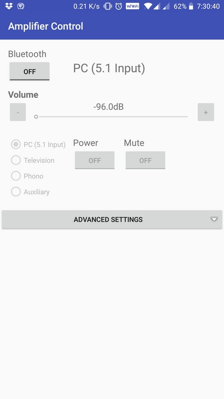 Application startup with controls disabled, except Bluetooth button