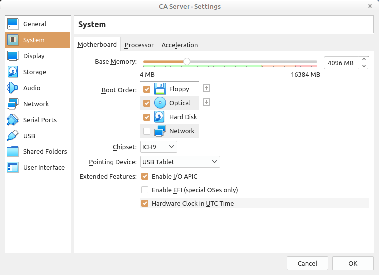 Virtual Box New VM Settings Step 1