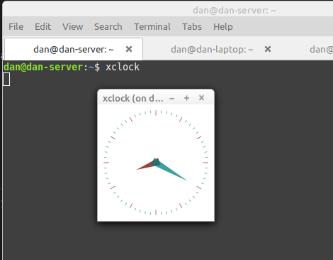 xclock displayed remotely