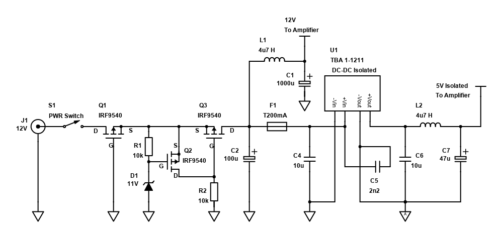 Bluetooth 12V to 5V isolated PSU Circuit