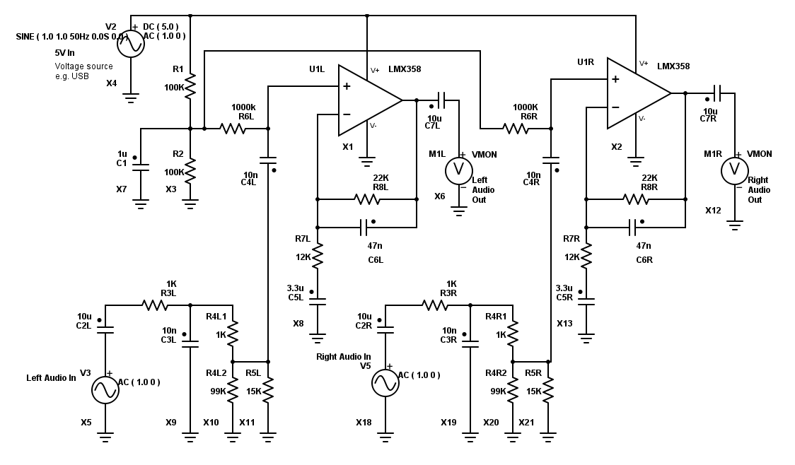 Bass boost Battery operated opamp circuit
