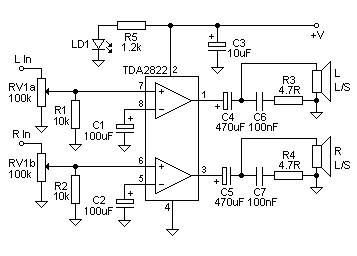TDA2822 TDA2822S Dual Low Voltage Power Amplifier By SGS