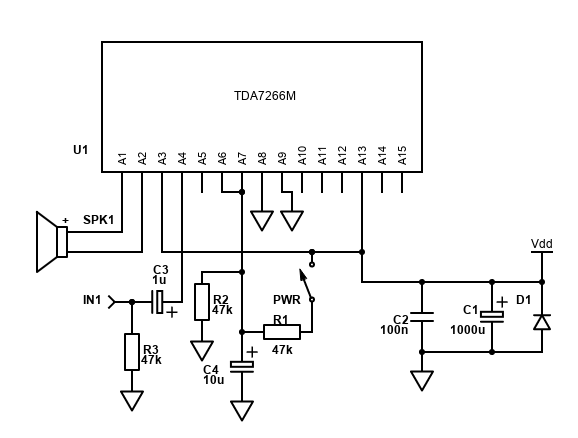 TDA7297 / TDA7266 Low-Cost schematic
