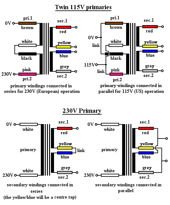 installing transformer in ac wire color code