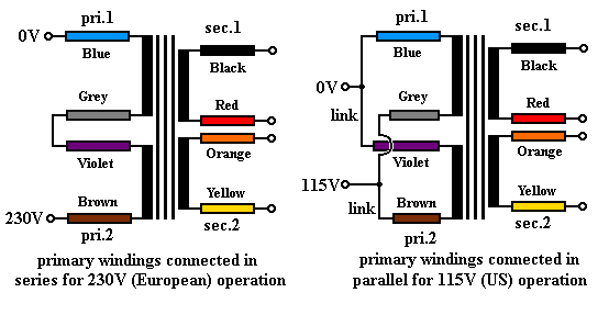 ac transformer wire color code